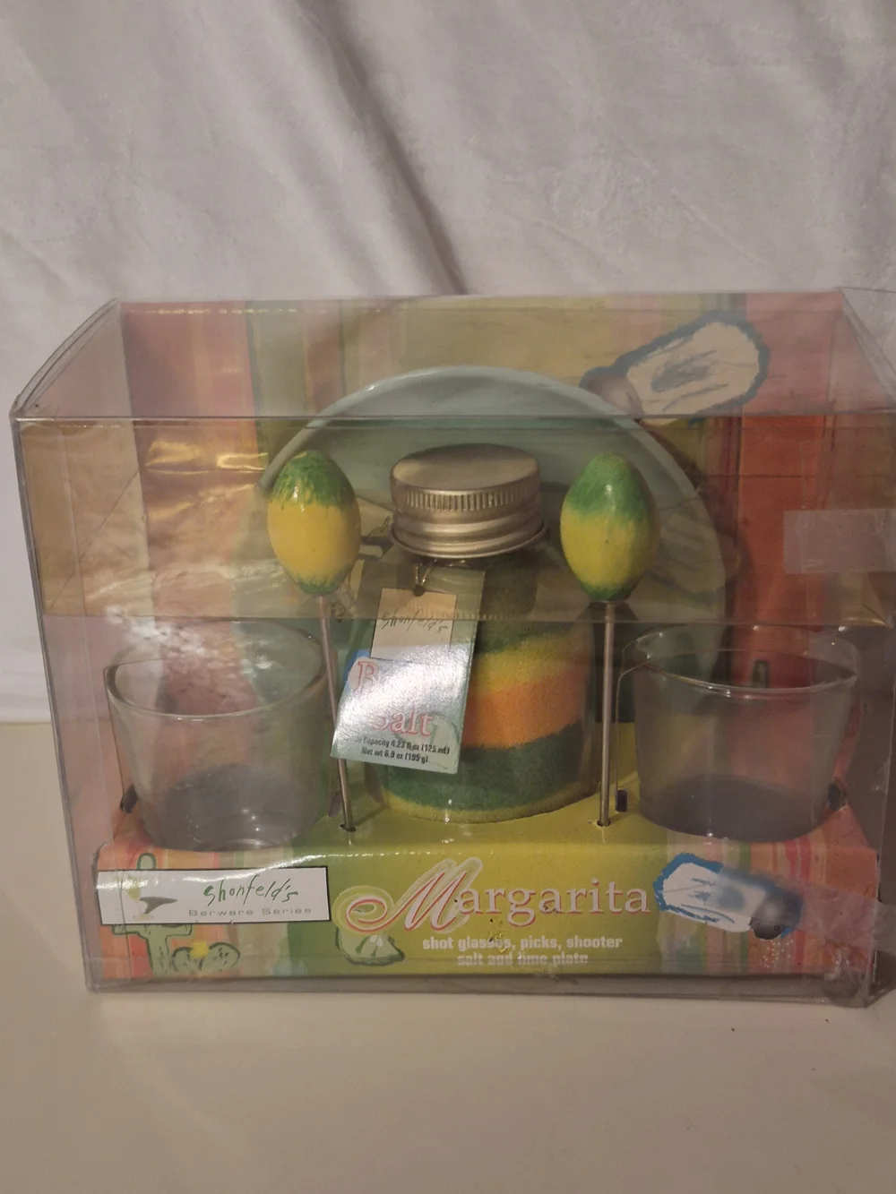 Margarita Shot Glass Set with Colorful Lime Picks, Playe And Layered Salt